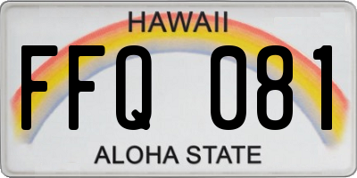 HI license plate FFQ081