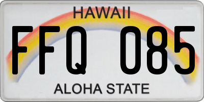 HI license plate FFQ085