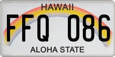 HI license plate FFQ086