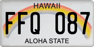 HI license plate FFQ087