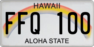 HI license plate FFQ100