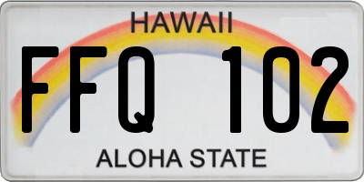 HI license plate FFQ102