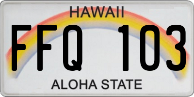 HI license plate FFQ103