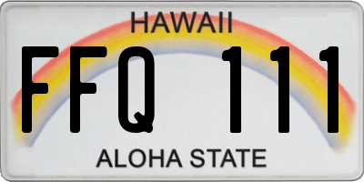HI license plate FFQ111