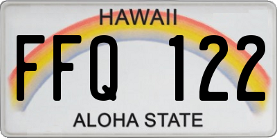 HI license plate FFQ122