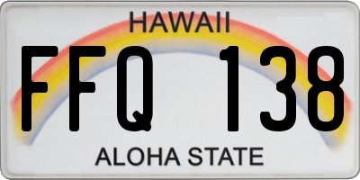 HI license plate FFQ138
