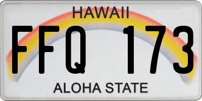 HI license plate FFQ173