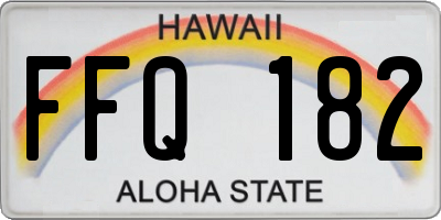 HI license plate FFQ182
