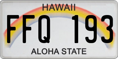 HI license plate FFQ193