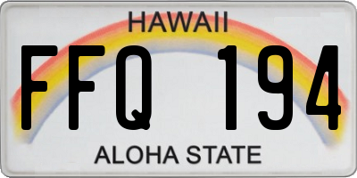 HI license plate FFQ194