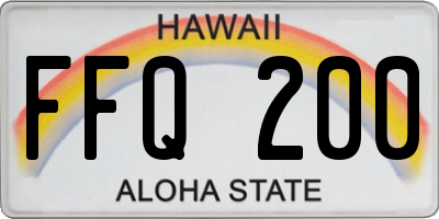 HI license plate FFQ200