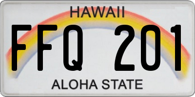 HI license plate FFQ201