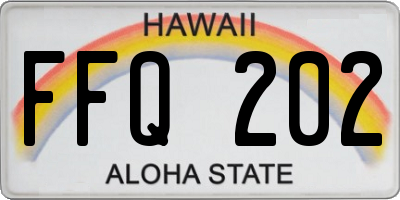 HI license plate FFQ202