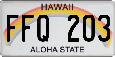 HI license plate FFQ203