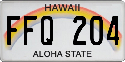 HI license plate FFQ204