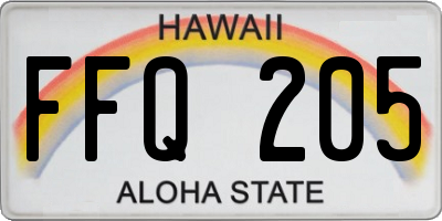 HI license plate FFQ205