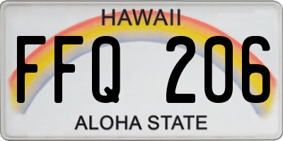 HI license plate FFQ206