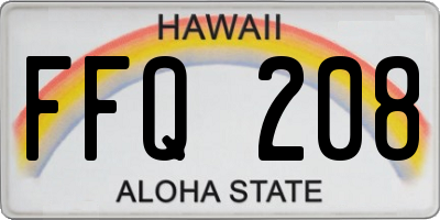 HI license plate FFQ208