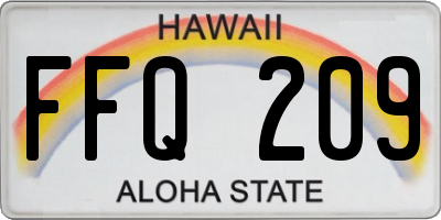 HI license plate FFQ209