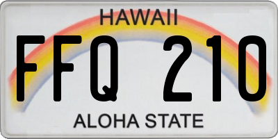 HI license plate FFQ210