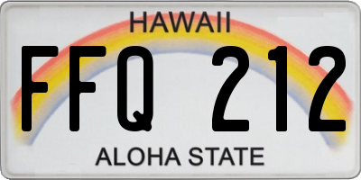 HI license plate FFQ212