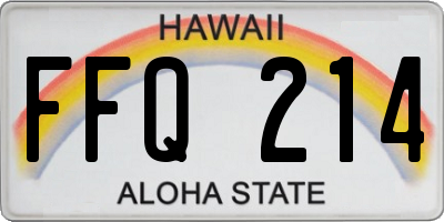 HI license plate FFQ214