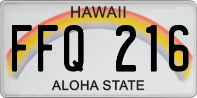 HI license plate FFQ216