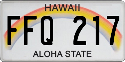 HI license plate FFQ217