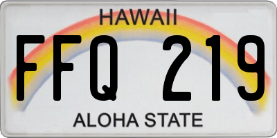 HI license plate FFQ219