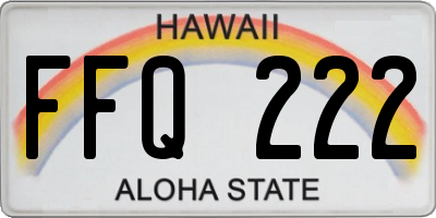 HI license plate FFQ222