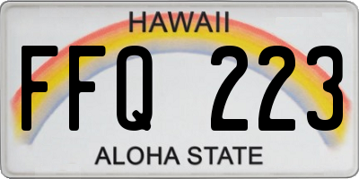 HI license plate FFQ223