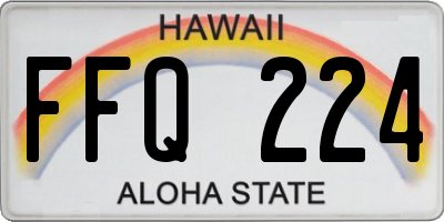 HI license plate FFQ224