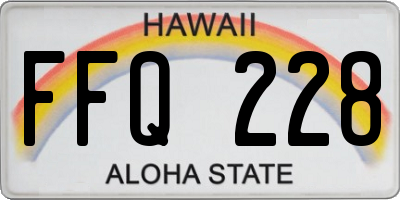 HI license plate FFQ228