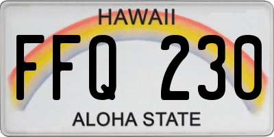 HI license plate FFQ230