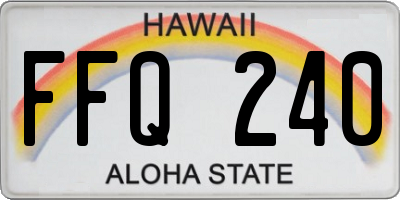 HI license plate FFQ240