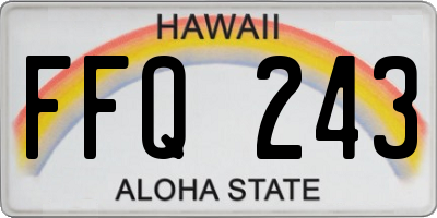 HI license plate FFQ243