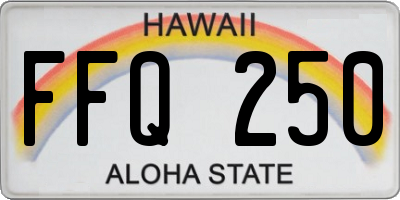 HI license plate FFQ250
