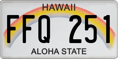HI license plate FFQ251