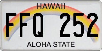 HI license plate FFQ252