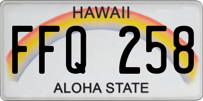 HI license plate FFQ258