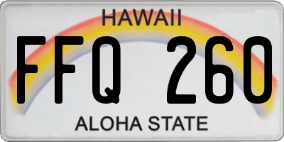 HI license plate FFQ260