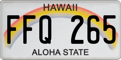 HI license plate FFQ265