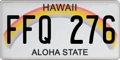 HI license plate FFQ276