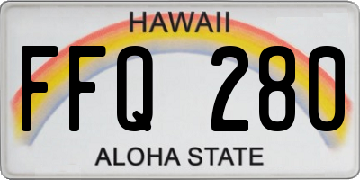 HI license plate FFQ280