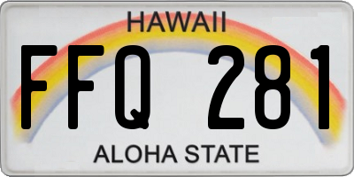 HI license plate FFQ281