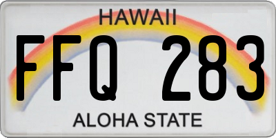 HI license plate FFQ283