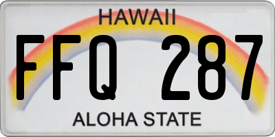 HI license plate FFQ287