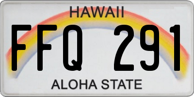 HI license plate FFQ291