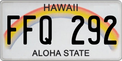 HI license plate FFQ292