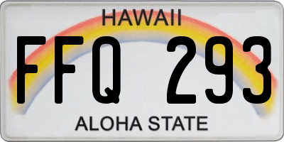 HI license plate FFQ293